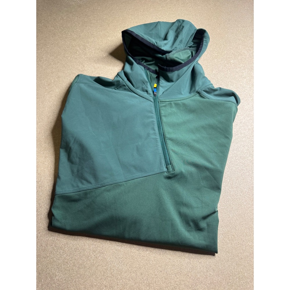 Janji Mens Run All Day 1/4 Zip Hoodie Green Running Pullover Large